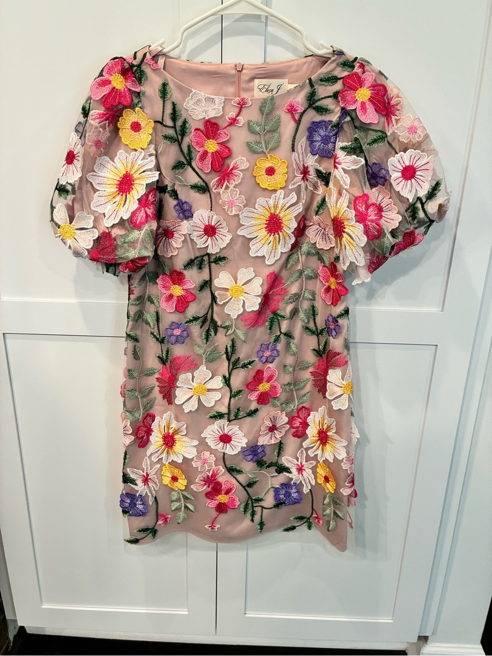 Eliza J Pink Floral Embroidered Party Dress for Girls